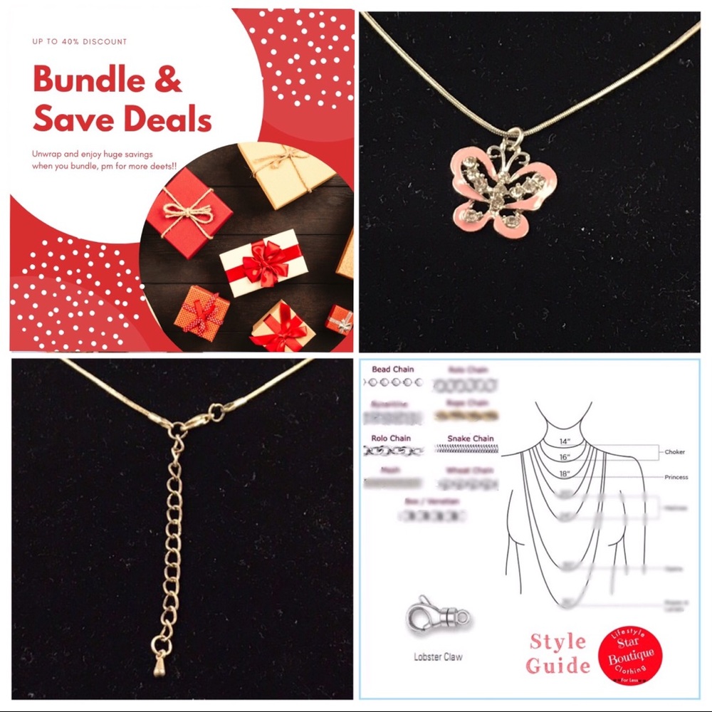 Baby pink butterfly fashion pendant & necklace